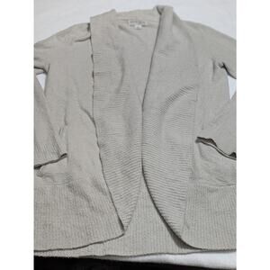 Barefoot Dreams Cardigan Sweater Womens Large Pewter Cozy Chic Lite‎ Open Front